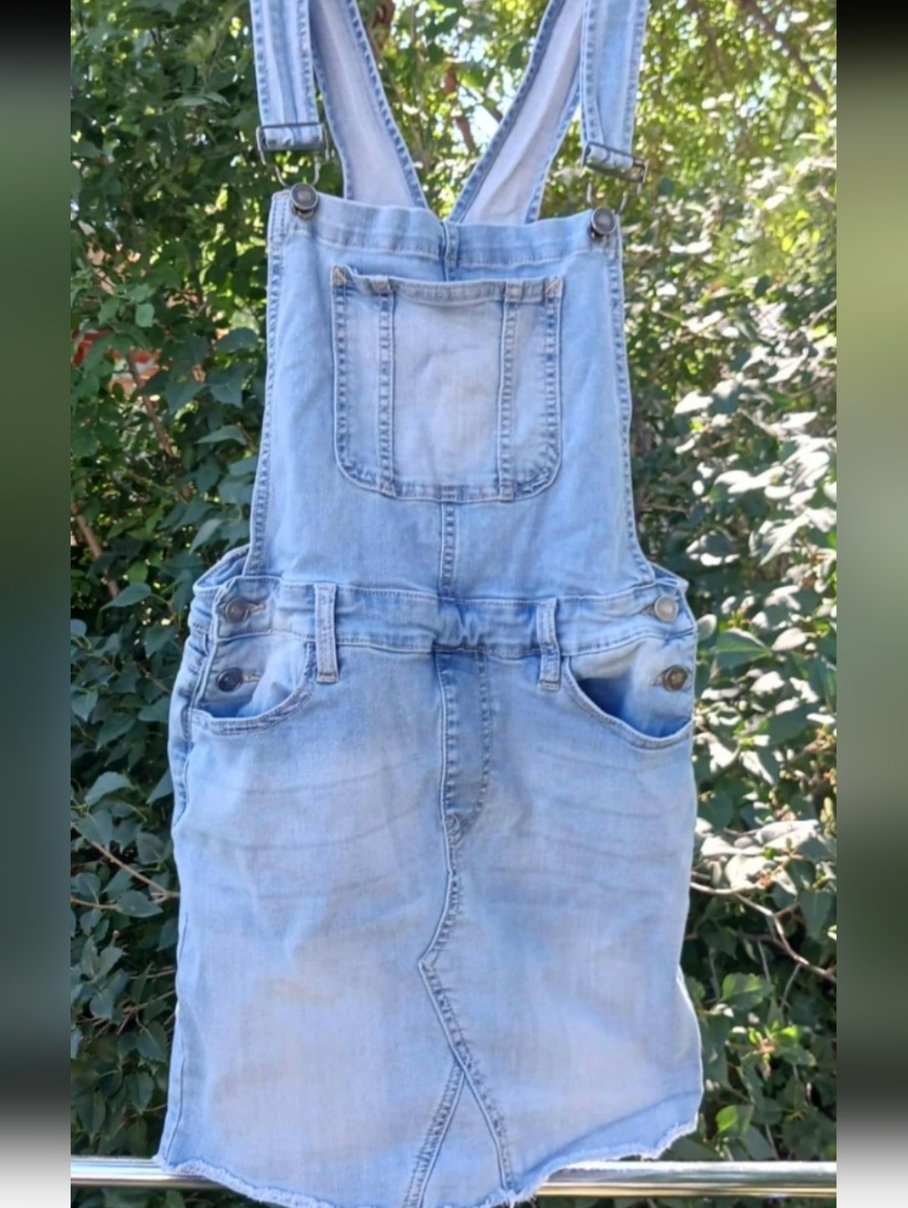 KanCan Light Blue Denim Relaxed Overall Mini Dress